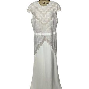 Tadashi Shoji Too White Gray Gown